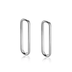 Online Zinzi 28mm zilveren oorbedels open ovale vorm glad ZICH2416 (zonder oorringen)