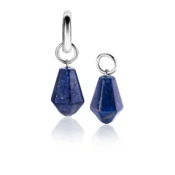 New Zinzi 19mm zilveren oorbedels in kegelvorm met lapis lazuli edelstenen ZICH2256L (zonder oorringen)