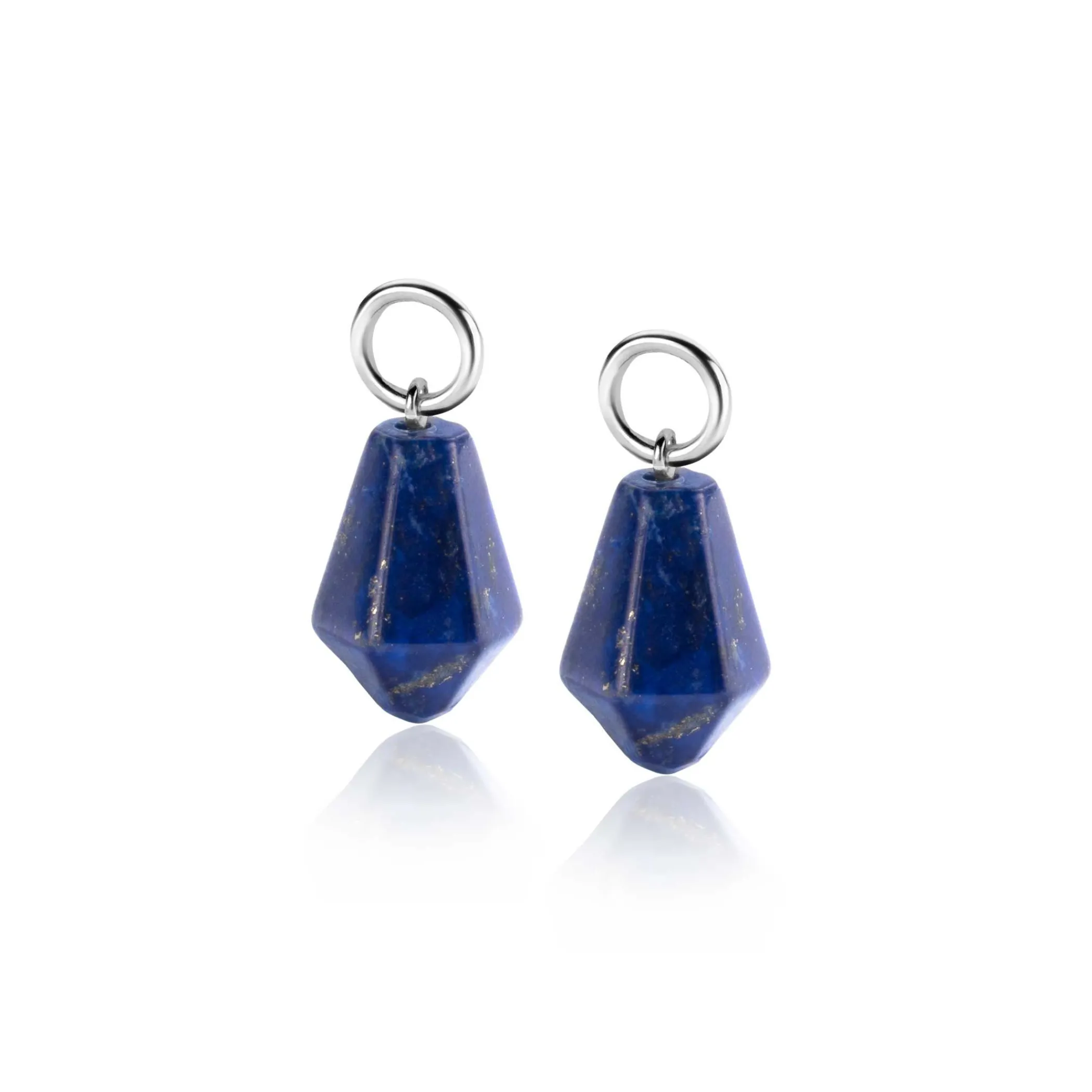 New Zinzi 19mm zilveren oorbedels in kegelvorm met lapis lazuli edelstenen ZICH2256L (zonder oorringen)