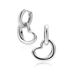 Sale Zinzi 14mm zilveren oorbedels open hartvorm ZICH2718 (zonder oorringen)