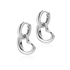 Sale Zinzi 14mm zilveren oorbedels open hartvorm ZICH2718 (zonder oorringen)