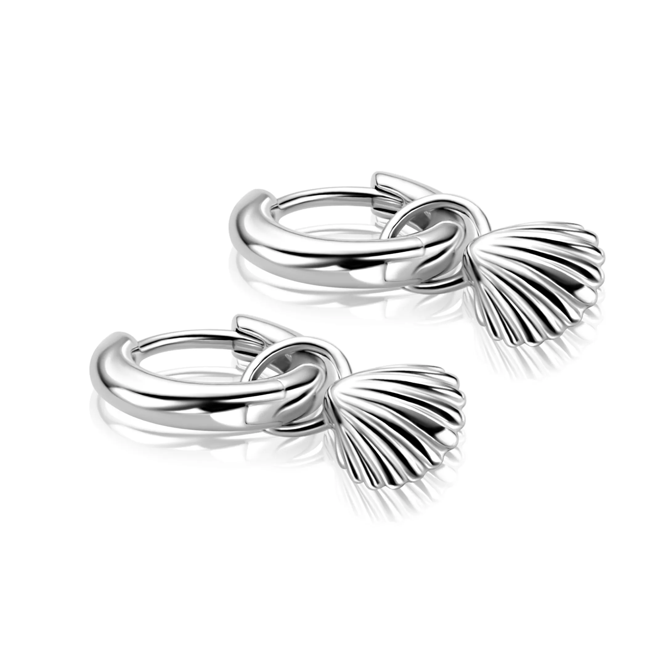 Online Zinzi 8mm zilveren oorbedels schelp ZICH2732 (zonder oorringen)