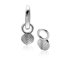 Clearance Zinzi 11mm zilveren oorbedels in ronde vorm, bewerkt met veertjesmotief ZICH2644 (zonder oorringen)