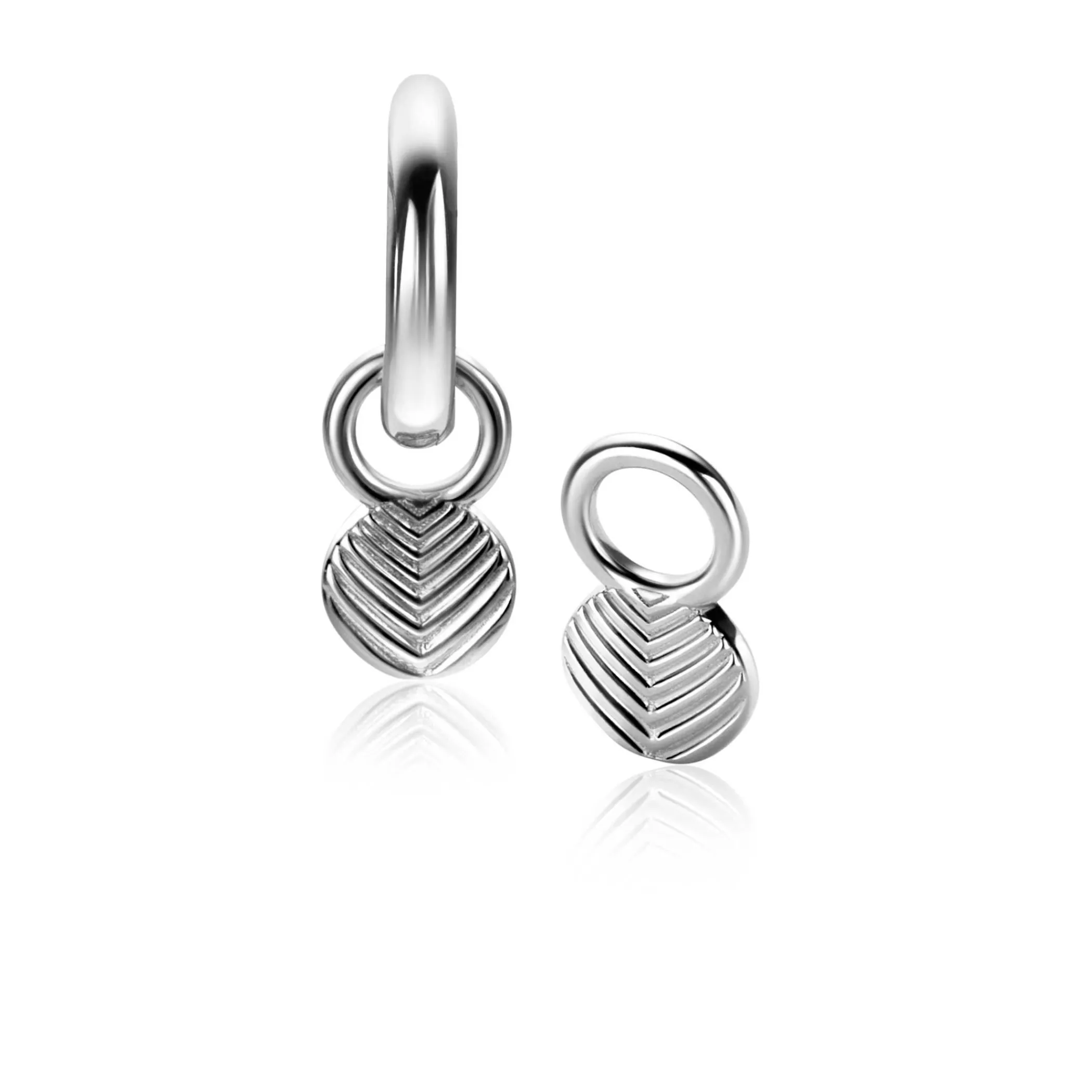 Clearance Zinzi 11mm zilveren oorbedels in ronde vorm, bewerkt met veertjesmotief ZICH2644 (zonder oorringen)
