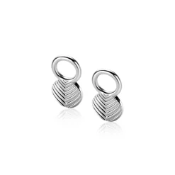 Clearance Zinzi 11mm zilveren oorbedels in ronde vorm, bewerkt met veertjesmotief ZICH2644 (zonder oorringen)