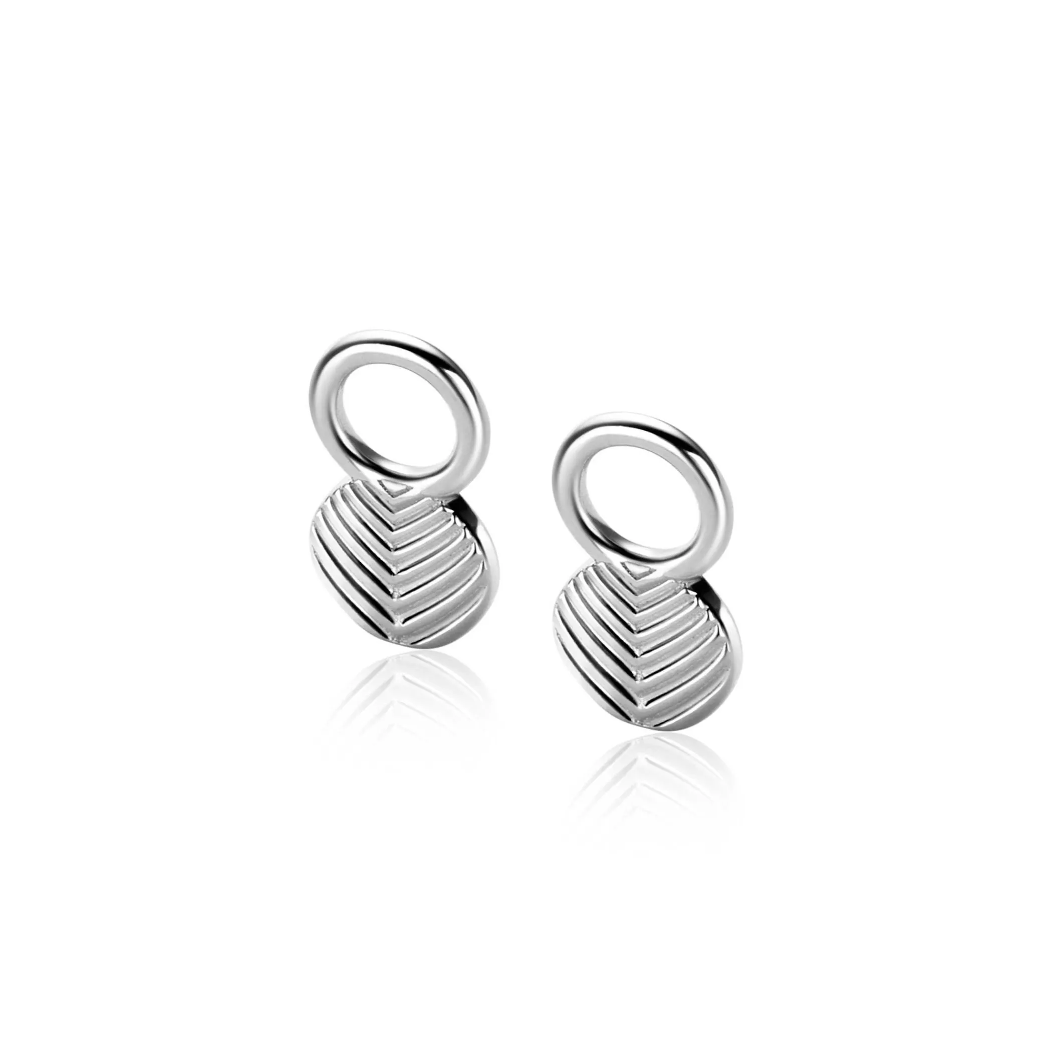 Clearance Zinzi 11mm zilveren oorbedels in ronde vorm, bewerkt met veertjesmotief ZICH2644 (zonder oorringen)