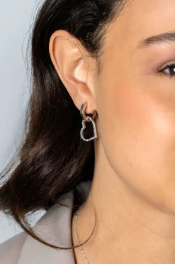 Discount Zinzi 19mm zilveren oorbedels open harten, bezet met witte zirconia's ZICH2447 (zonder oorringen)