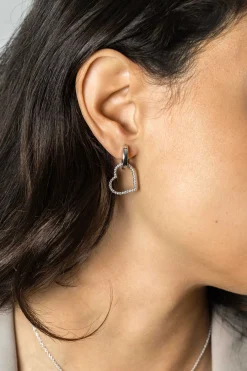 Discount Zinzi 19mm zilveren oorbedels open harten, bezet met witte zirconia's ZICH2447 (zonder oorringen)