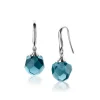 Clearance Zinzi 27mm zilveren oorhangers met beads blauw ZIO266B