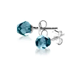 Outlet Zinzi 6mm zilveren oorknoppen met blauw beads ZIO1317B