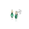 Hot Zinzi 10mm zilveren oorknopjes bezet met ovale zirconia's in groen geel ZIO2499