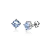Sale Zinzi 6mm zilveren oorknoppen ronde lichtblauwe kleursteen chatonzetting ZIO1383B