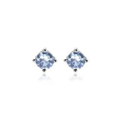 Sale Zinzi 6mm zilveren oorknoppen ronde lichtblauwe kleursteen chatonzetting ZIO1383B
