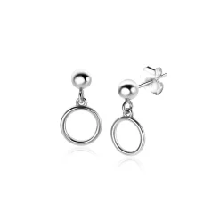 Sale Zinzi 15mm zilveren oorknoppen bol met open rondje 8mm ZIO2523
