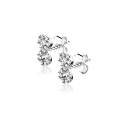 Sale Zinzi 8mm zilveren oorknoppen Infinity bezet met witte zirconia's ZIO2597