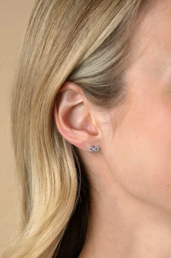 Sale Zinzi 8mm zilveren oorknoppen Infinity bezet met witte zirconia's ZIO2597