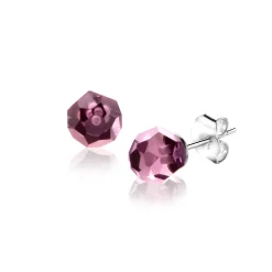 Best Zinzi 6mm zilveren oorknoppen paarse bead ZIO1317P