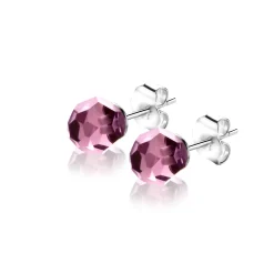 Best Zinzi 6mm zilveren oorknoppen paarse bead ZIO1317P