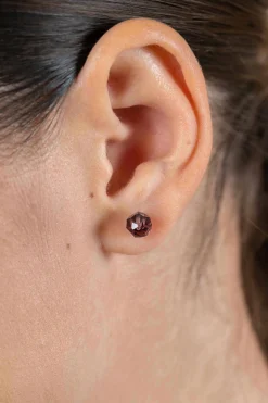 Best Zinzi 6mm zilveren oorknoppen paarse bead ZIO1317P