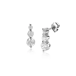Outlet Zinzi 11mm zilveren oorknopjes, bezet met drie ronde witte zirconia's in oplopend formaat ZIO2439