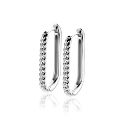 Discount Zinzi 24mm zilveren oorringen in ovale vorm met gedraaide buis en luxe klapsluiting ZIO2692
