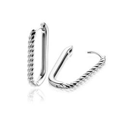 Discount Zinzi 24mm zilveren oorringen in ovale vorm met gedraaide buis en luxe klapsluiting ZIO2692