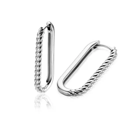 Discount Zinzi 28mm zilveren oorringen in ovale vorm met gedraaide buis en luxe klapsluiting ZIO2693