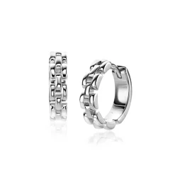 Clearance Zinzi 16mm zilveren oorringen met rolex-style schakels 4mm breed en luxe klapsluiting ZIO2556