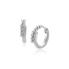 Hot Zinzi 14mm zilveren oorringen slagmodel bezet met witte zirkonia’s, luxe scharniersluiting ZIO2729