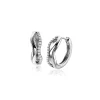 Outlet Zinzi 15mm zilveren oorringen organisch gevormd met twee golvende banen, waarvan één bezet met witte zirconia's, met luxe klapsluiting ZIO2629