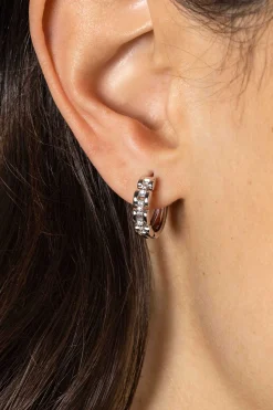 Zinzi 16mm zilveren oorringen met rolex-style schakels en middenbaan bezet met witte zirconia's, met luxe klapsluiting 16x4mm ZIO2504
