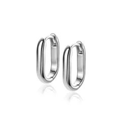Sale Zinzi 15,5mm zilveren oorringen in ovale vorm met ronde buis 3mm breed ZIO2604