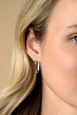 Zinzi 20mm zilveren oorringen in ovale vorm met ronde buis 3mm breed ZIO2605