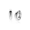 Discount Zinzi 15mm zilveren oorringen met gladde ronde buis van 4mm breed en luxe klapsluiting ZIO2565