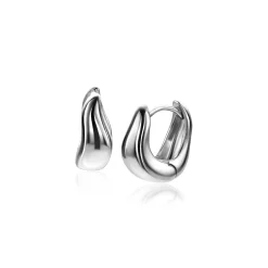 Zinzi 13mm zilveren oorringen organisch gevormd 5,5mm breed met luxe klapsluiting ZIO2608