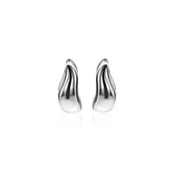 Zinzi 13mm zilveren oorringen organisch gevormd 5,5mm breed met luxe klapsluiting ZIO2608