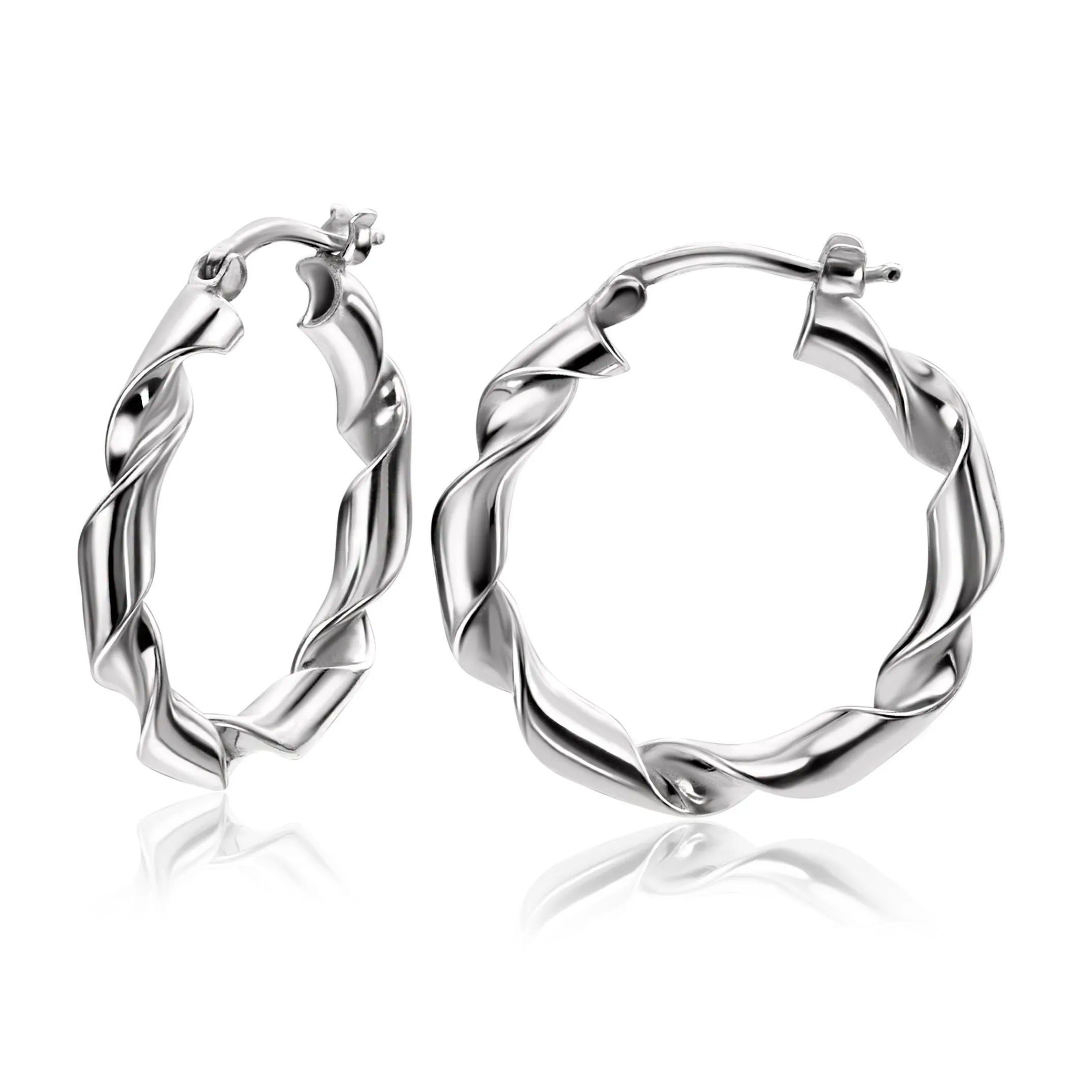 New Zinzi 28mm zilveren oorringen met trendy gedraaide buis 28x3mm ZIO2406