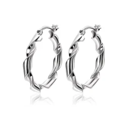 New Zinzi 28mm zilveren oorringen met trendy gedraaide buis 28x3mm ZIO2406