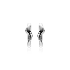 Outlet Zinzi 15mm zilveren oorringen organisch gevormd met luxe klapsluiting ZIO2627
