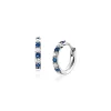 Zinzi 12mm zilveren oorringen bezet met ronde witte zirconia's en donkerblauwe kleurstenen 2mm buisdikte met luxe klapsluiting ZIO2559