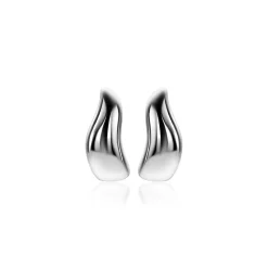 Outlet Zinzi 15mm zilveren oorringen organisch gevormd 6,5mm breed met luxe klapsluiting ZIO2609