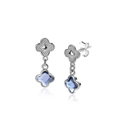 New Zinzi 20mm zilveren oorsieraden met blauwe klavers 8mm ZIO2582