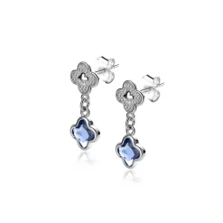 New Zinzi 20mm zilveren oorsieraden met blauwe klavers 8mm ZIO2582