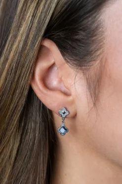 New Zinzi 20mm zilveren oorsieraden met blauwe klavers 8mm ZIO2582