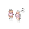 Outlet Zinzi 13mm zilveren oorstekers baguette geslepen zirconia's wit, champagne en roze ZIO2490