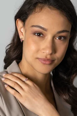 Outlet Zinzi 13mm zilveren oorstekers baguette geslepen zirconia's wit, champagne en roze ZIO2490