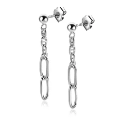 Best Zinzi 35mm zilveren oorstekers met fijne marine schakels en twee ovale schakels ZIO2413