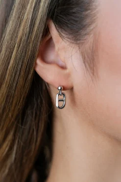Online Zinzi 18mm zilveren oorstekers met trendy marine schakel ZIO2580