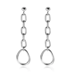 New Zinzi 45mm zilveren oorstekers met ovale schakels en ovale hanger ZIO2481