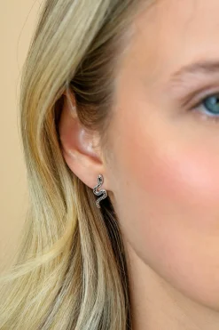 Sale Zinzi 18mm zilveren oorstekers slang met zirkonia-ogen ZIO2721